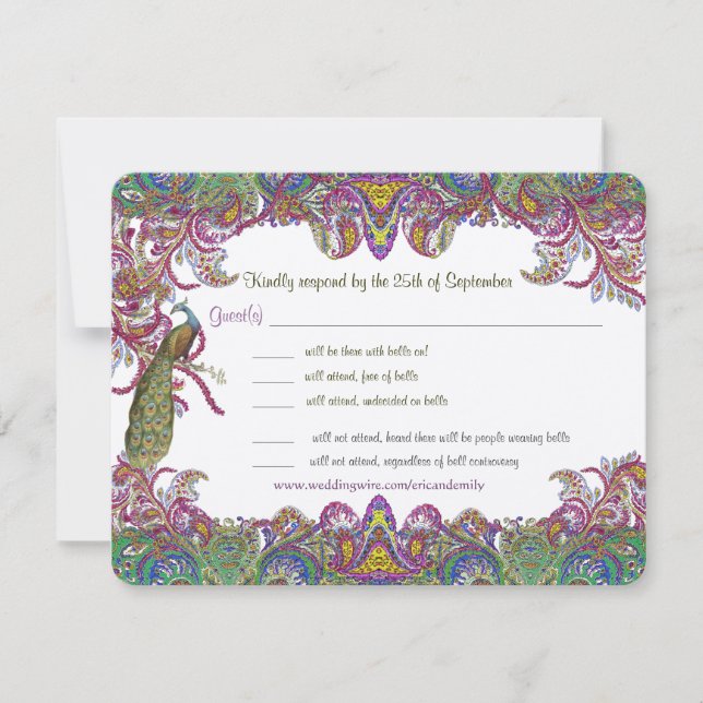 Couleurs de Paon Paisley RSVP (Devant)