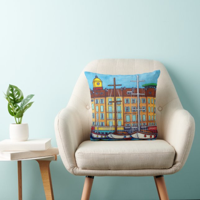 Couleurs de Saint-Tropez Coussin par Lisa Lorenz (Chaise)