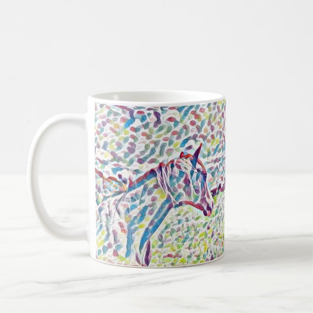 Couleurs De Vie Des Chevaux, Mug De Café (Gauche)