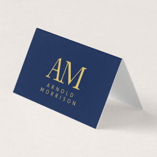 Couleurs d'or bleu Monogramme Lettre initiale Cart