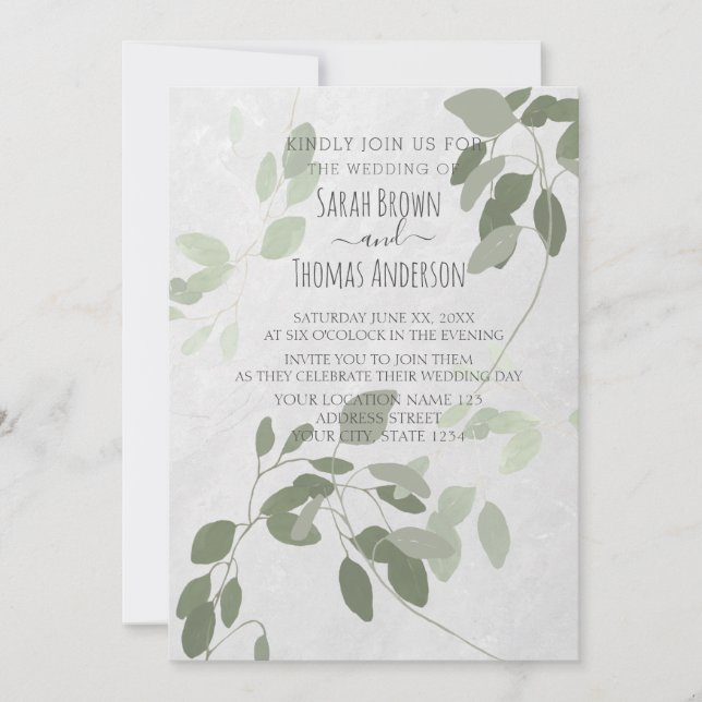Couleurs douces Sage Mint vert INVITATION (Devant)