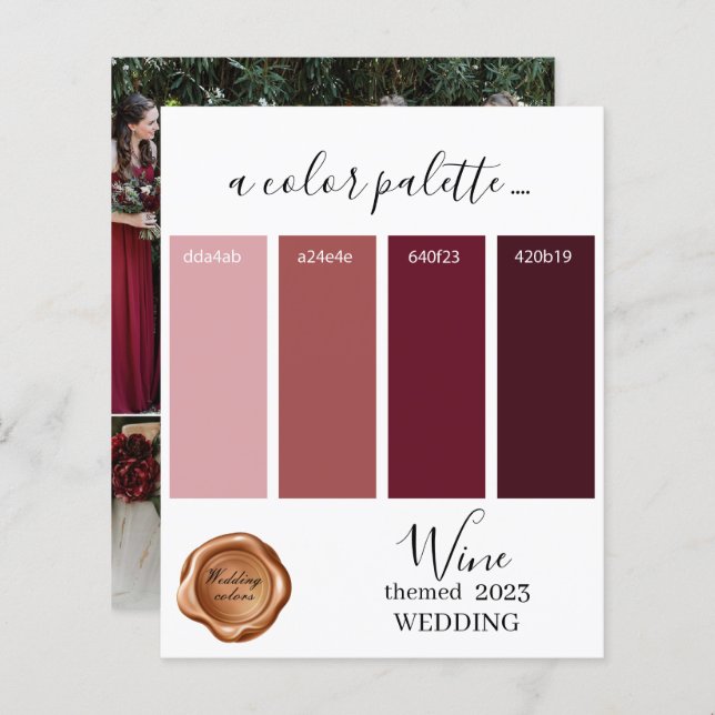 Couleurs du vin Mariage Palette Card 2023 (Devant / Derrière)