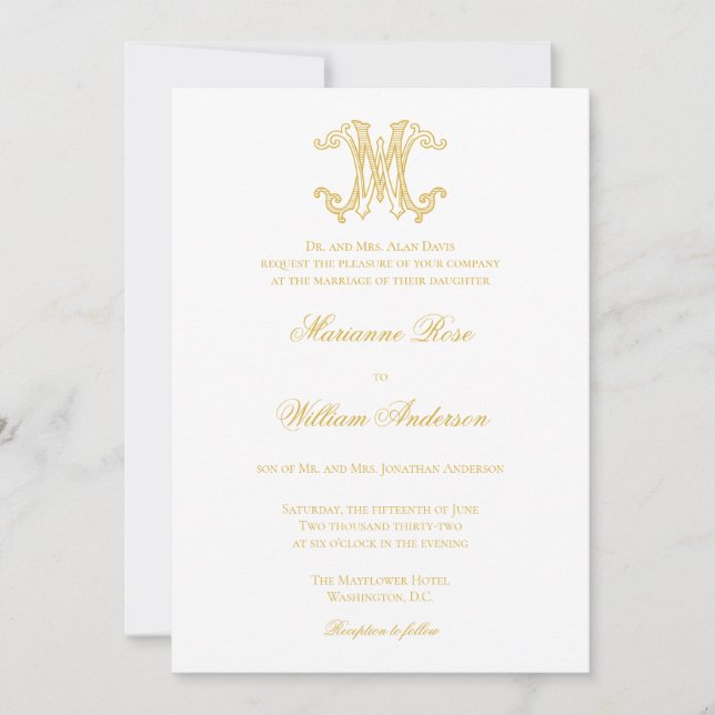 COULEURS ÉDITABLES MW Monogram WM Logo Invitation (Devant)