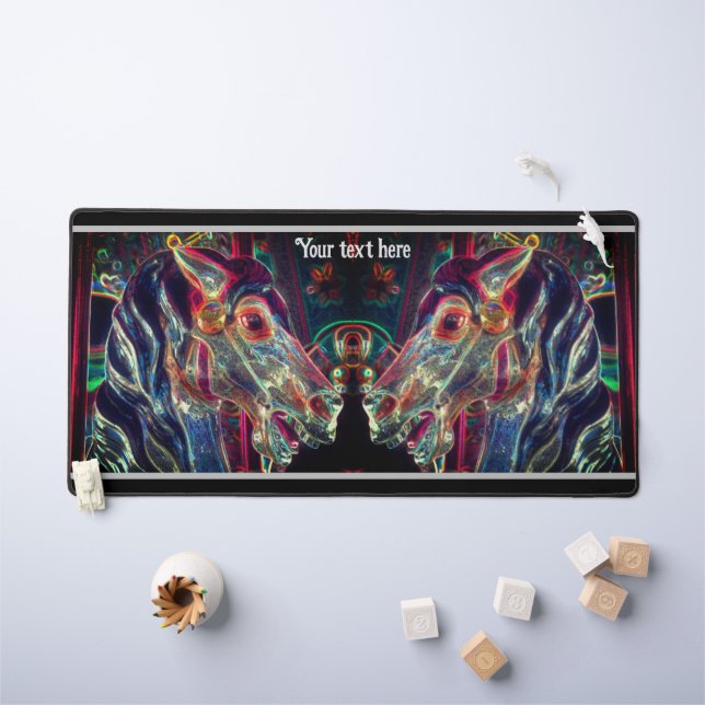 Couleurs électriques Carousel Cheval Art Personnal (Tableau pour enfants)