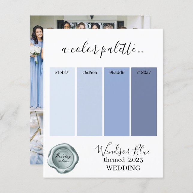 Couleurs Mariage bleu Windsor Palette Card 2023 (Devant / Derrière)