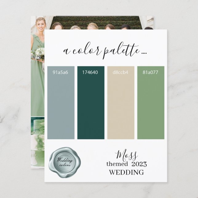 Couleurs Mariage de mousse Palette Card 2023 (Devant / Derrière)