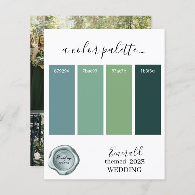 Couleurs Mariage Emerald Palette Card 2023 (Devant / Derrière)