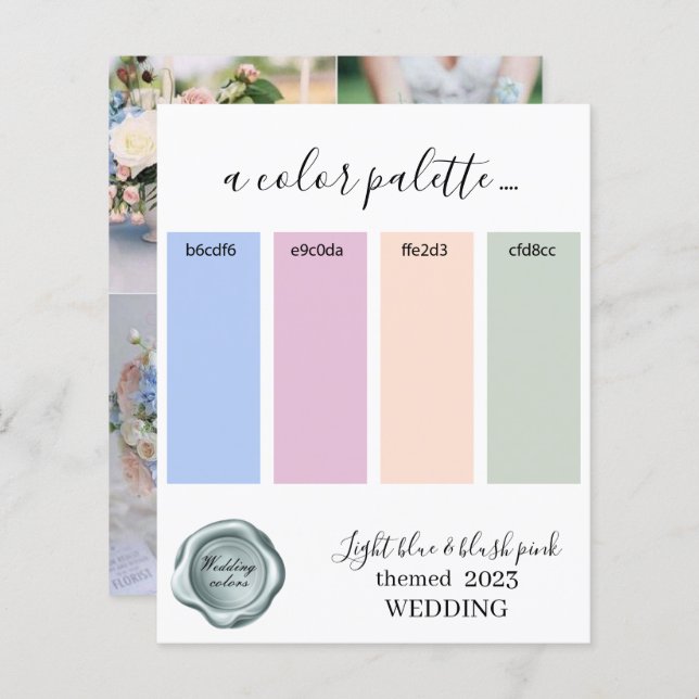 Couleurs Mariages bleu clair et rose vif Palette C (Devant / Derrière)