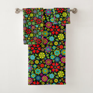 Couleurs Néon Sur Motif Floral Rétro Sans Couture