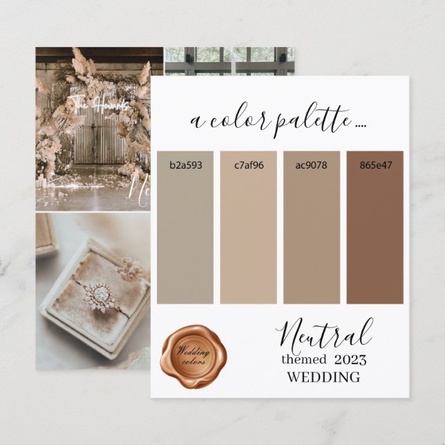 Couleurs neutres Mariage Palette Card 2023 (Devant / Derrière)