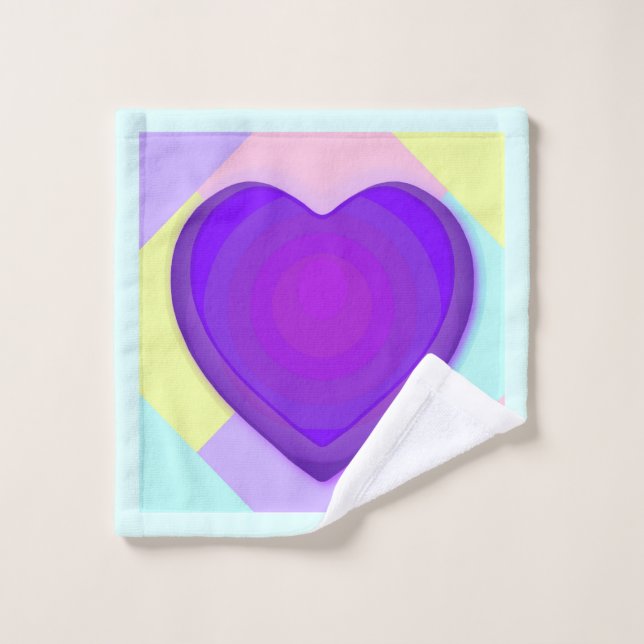 Couleurs pastel & coeurs violets battre (Gant de toilette)