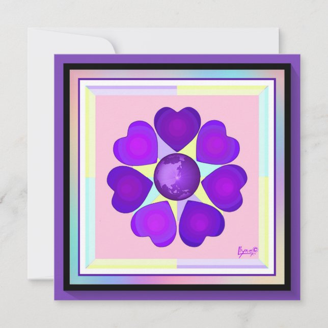 Couleurs pastel & coeurs violets battre carte blan (Devant)