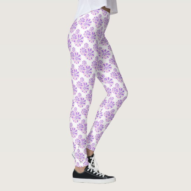 Couleurs pastel Joyeux Pétales violets Leggings (Droite)