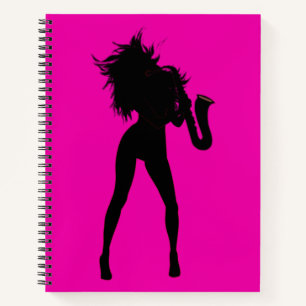 Couleurs personnalisées Carnet avec Saxophone Girl