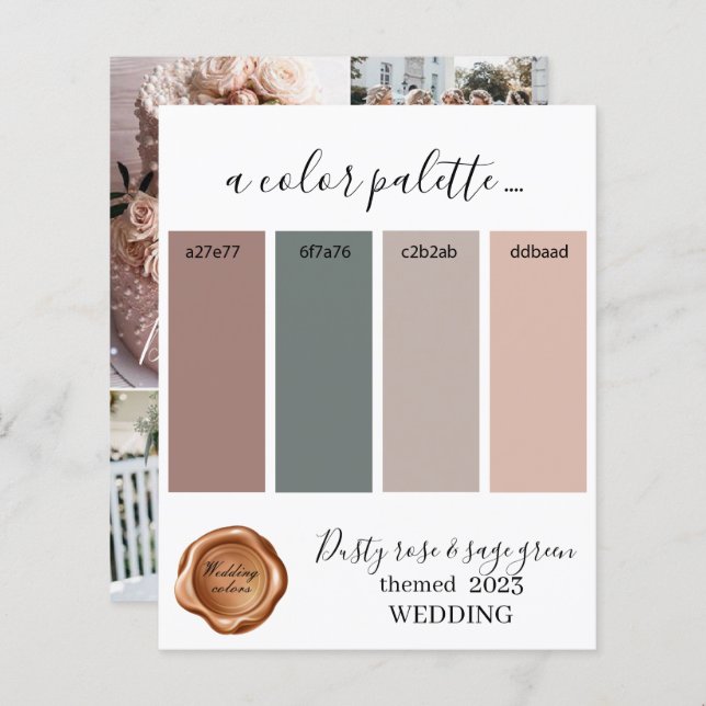 Couleurs rose et sauge vert Mariage pâle Palette C (Devant / Derrière)