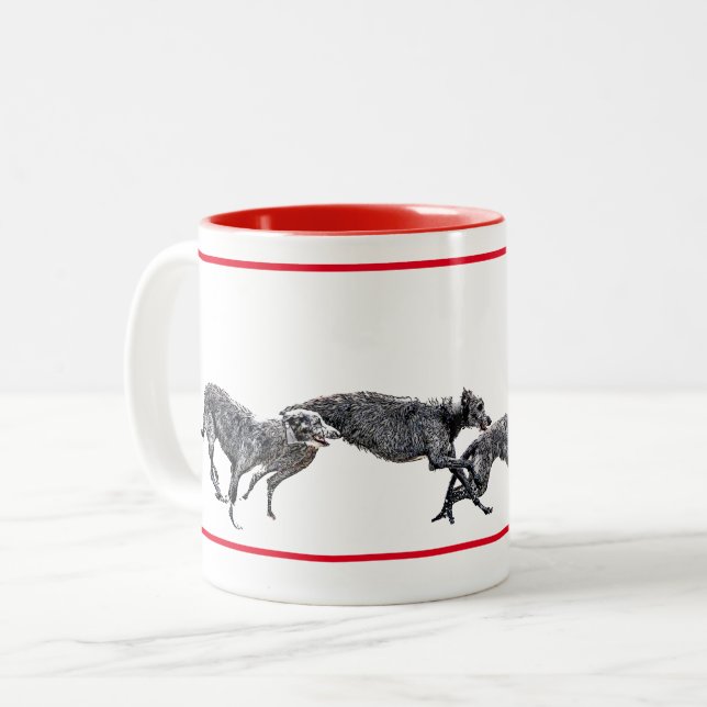 Couleurs Tasse 2 Couleurs, Course de scottish deerhounds (Devant gauche)