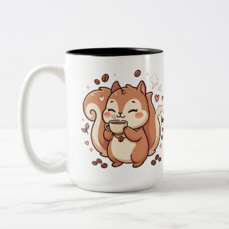 Couleurs Tasse à café 2 tons écureuil Kawaii