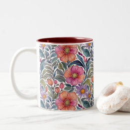 Couleurs Tasse à café - Motif floral 2 - Jardin printanier