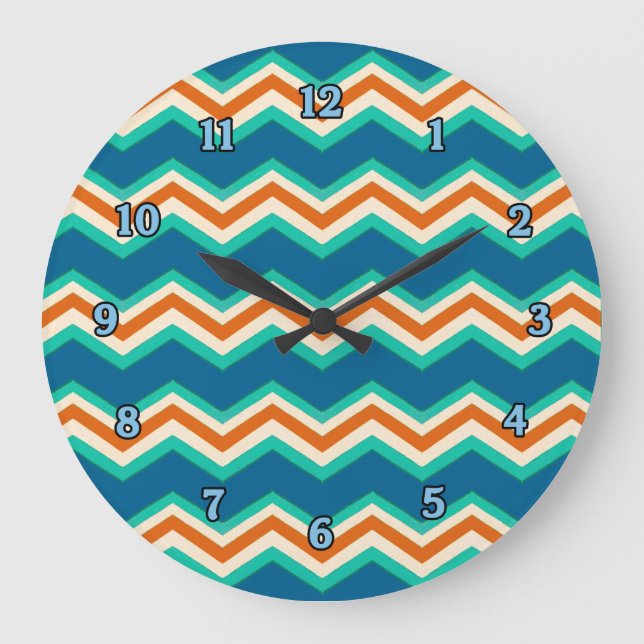 Couleurs tropicales Zig Zag Horloge (Recto)