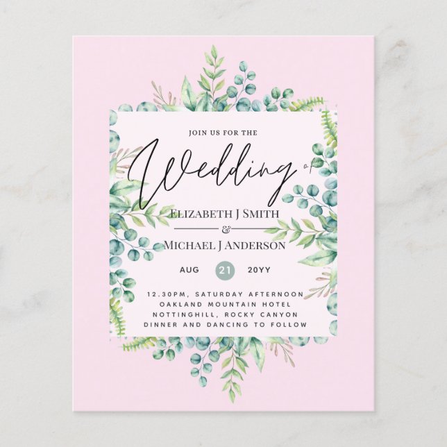 Couleurs Véritables VERDURE Moderne Budget Mariage (Devant)