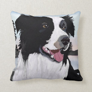 Couloir noir et blanc Collie Jeter oreiller