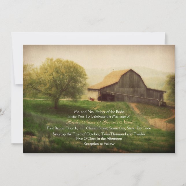 Country Barn Vintage Wedding Invitation (Devant)