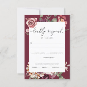 Country Boho Rose mariage carte RSVP