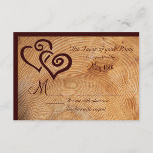Country Bois Cercles Double Coeurs Mariage RSVP