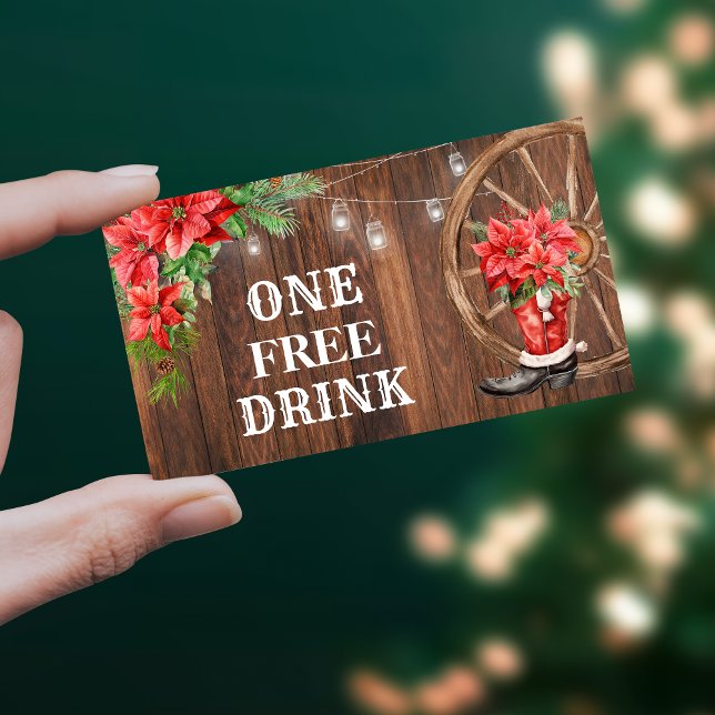 Country Christmas Free Drink Party Card Ticket (Créateur téléchargé)