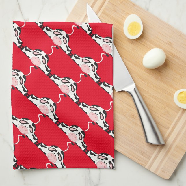 Country Cow motif Serviette de cuisine (Quart Plié)