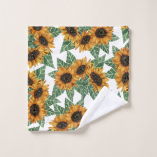 Country Cute Yellow Sunflowers Aquarelle Motif