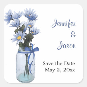Country Daisies Mason Jar - Save Date Stickers