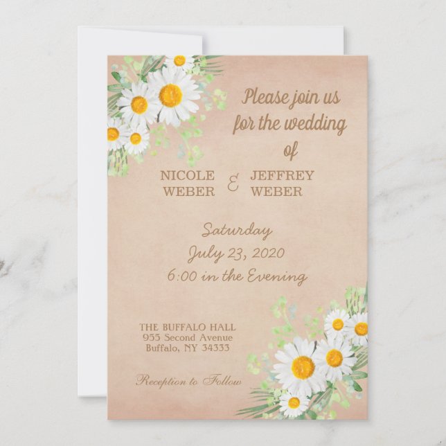 Country Daisy Spring Invitation à un mariage de fl (Devant)