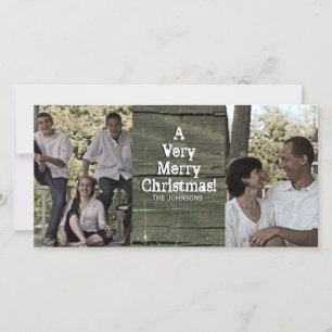 Country Grey Grange Deux photos Carte de Noël