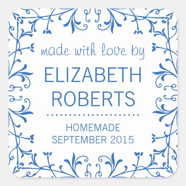 Country Kitchen Bleu et blanc Étiquettes de canne (Devant)