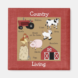 Country Kitchen Collection Animaux de ferme Magnet