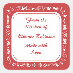 Country Kitchen Rouge et Blanc Canning Étiquettes
