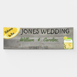 Country Lemonade Mason Jar Bannière Mariage rustiq
