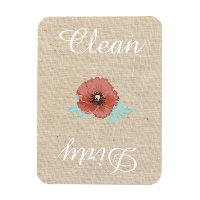 Country Linen Red Peoners Lave-vaisselle Magnet (Vertical)