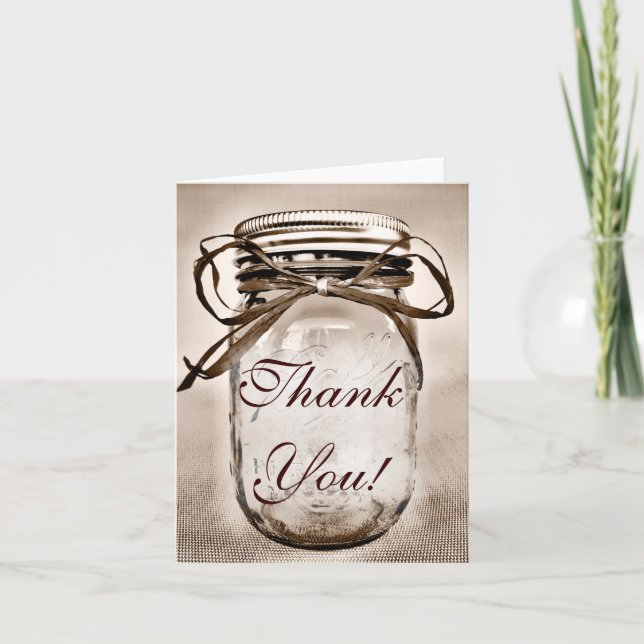Country Mason Jar Mariage Merci Cartes (Devant)