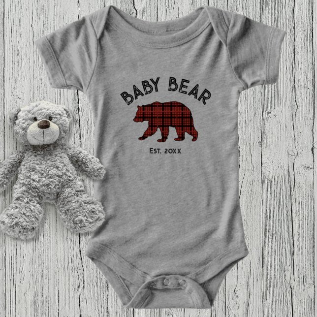 Country Plaid Baby Bear Birth Year Established (Créateur téléchargé)