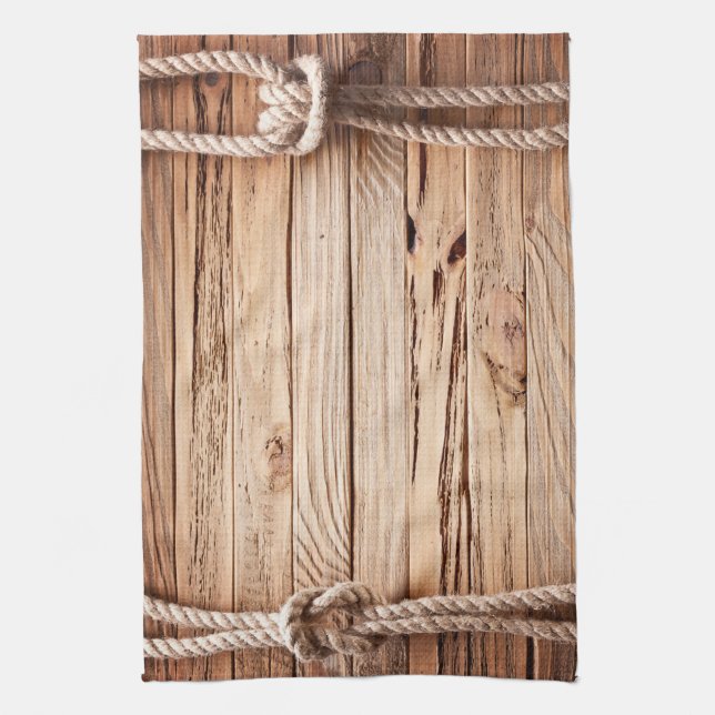 Country Rustic Bois Rope Nautic Cuisine Serviette (Vertical)