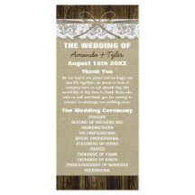Country Rustic Burlap et Lace Wedding Programmes