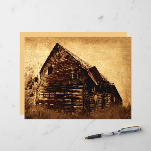 Country Rustic Grange Vintage Brown Sepia Texture (Devant/Arrière en situation)