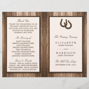 Country Rustic Horseshoe & Brown Wood Mariage