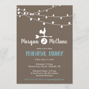 Country Rustic Rooster Rehearsal Invitation