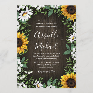 Country Rustic Sunflower Invitations de mariage po