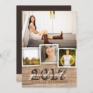 Country Rustic Wood Graduation 2017 Invitation