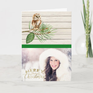 Country Rustic Wood Photo Carte de Noël