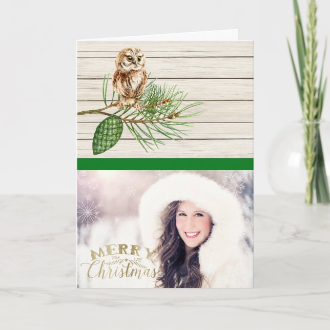 Country Rustic Wood Photo Carte de Noël (Devant)